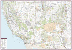 Southwestern United States Wall Map 1325 x 928mm