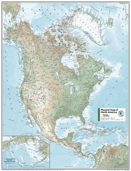 North America Physical Atlas of the World, 11th Edition, National Geographic Wall Map