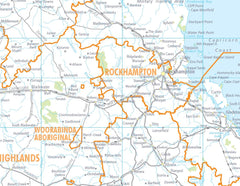 Queensland Local Government Areas Map Laminated Wall Map with Hang Rails