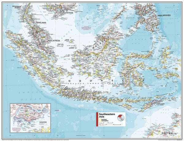 South Eastern Asia Atlas of the World, 11th Edition, National Geographic Wall Map