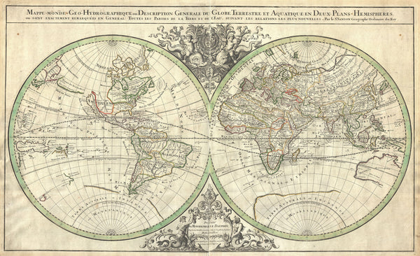 Sanson Map of the World on Hemisphere Projection (1691) Print
