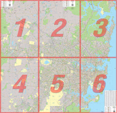 Sydney 6 Sheet Map UBD 2060 x 2000mm Laminated Wall Map