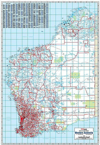 Western Australia Postcode Laminated Wall Map 788 x 1120mm