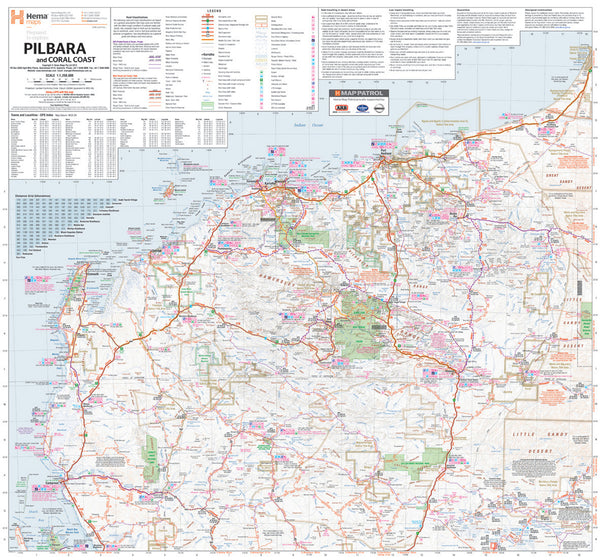 Pilbara Hema 1400 x 1300mm Supermap Laminated Wall Map with Hang Rails