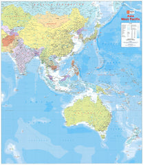 Asia West Pacific Hema 1000 x 875mm Laminated Wall Map with Hang Rails