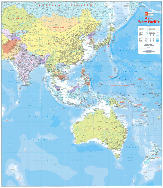 Asia West Pacific Hema 1000 x 875mm Paper Wall Map