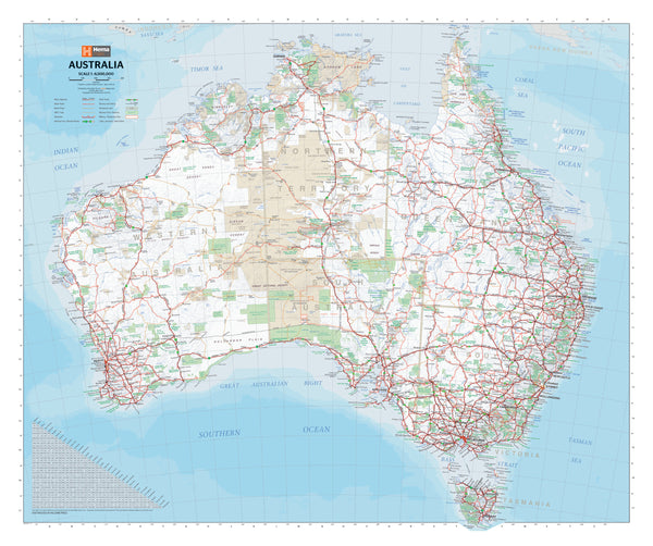 Australia Hema 750 x 625mm Handy Map Laminated Wall Map