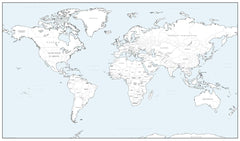 Detailed World Colouring Map 700 x 410mm