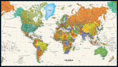 Contemporary World Wall Map 1270 x 724mm Laminated