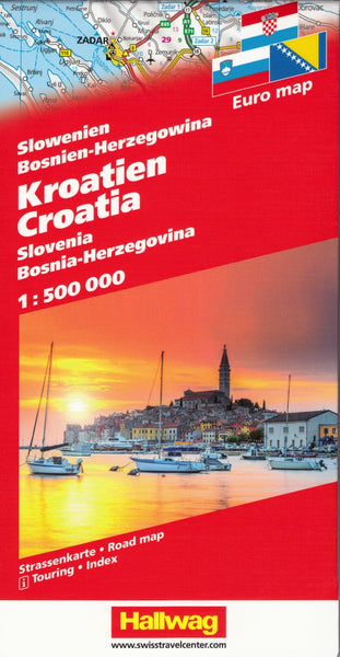 Croatia Slovenia  Bosnia-Herzegovina Hallwag Map