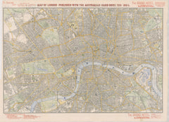London Historic Wall Map 1886 published with the Australian Map Book