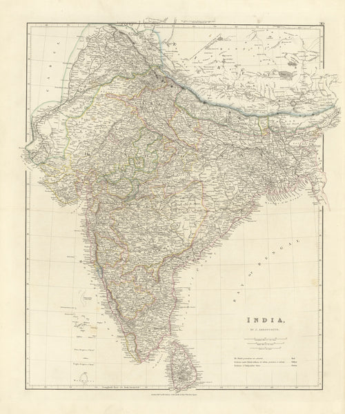 India Historic Wall Map 1874 J.Arrowsmith 1000 x 860mm