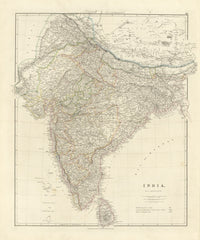 India Historic Wall Map 1874 J.Arrowsmith 1000 x 860mm