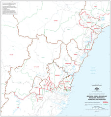 New South Wales Electoral Divisions and Local Government Areas Map - Newcastle & Area