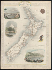 New Zealand Wall Map by John Tallis & Company 1851