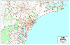 Wollongong Postcode Laminated Wall Map 1036 x 730mm