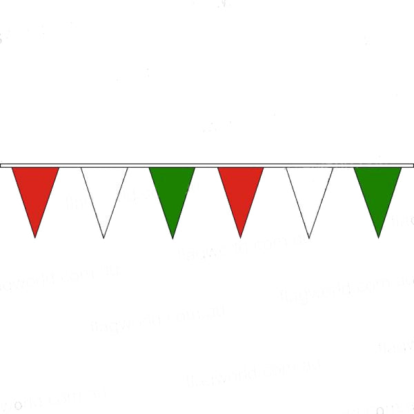 Pennant Bunting Red, White & Green - Vinyl - 100m