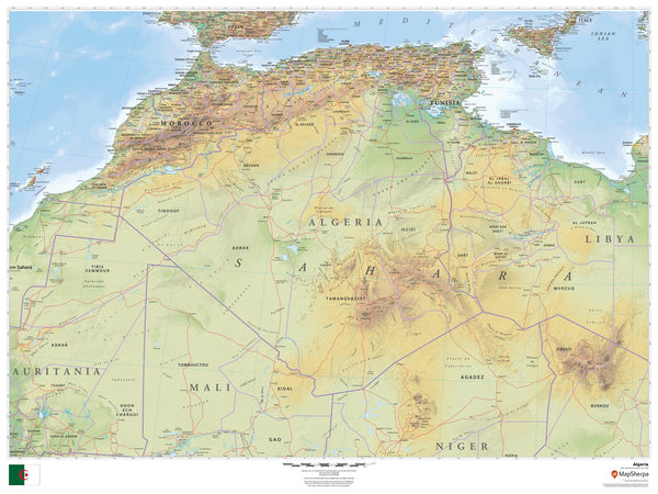 Algeria Wall Map 1219 x 914mm