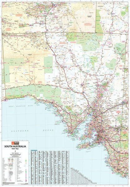 South Australia Hema 700 x 1000mm State Laminated Wall Map with Hang Rails
