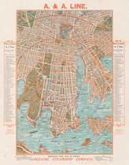 Oceanic Steamship Map of Sydney (Port Jackson) published 1905