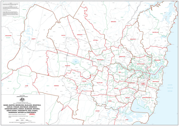 New South Wales Electoral Divisions and Local Government Areas Map
