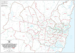 New South Wales Electoral Divisions and Local Government Areas Map - Sydney & Area