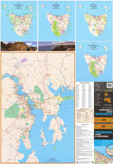 Tasmania UBD 770 Map 690 x 1000mm Laminated Wall Map with Hang Rails