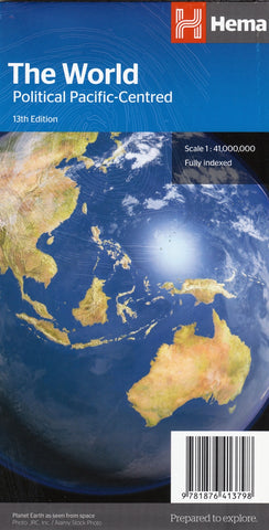 World Political Pacific Centred Hema Folded Map