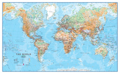 World Maps International Physical 1360 x 840mm Wall Map