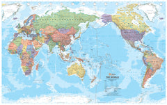 World Political Pacific Centred Hema Folded Map