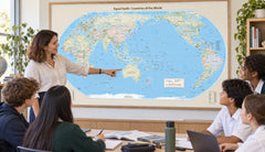 World Equal Earth Wall Map — Pacific-Centred