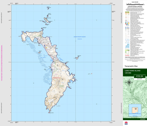 Lord Howe Island 0734-4N Topographic Map 1:25k