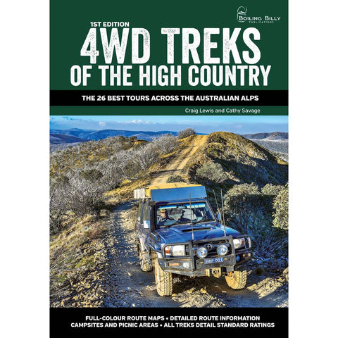 Book cover of '4WD Treks of the High Country' with a vehicle on a mountain trail.