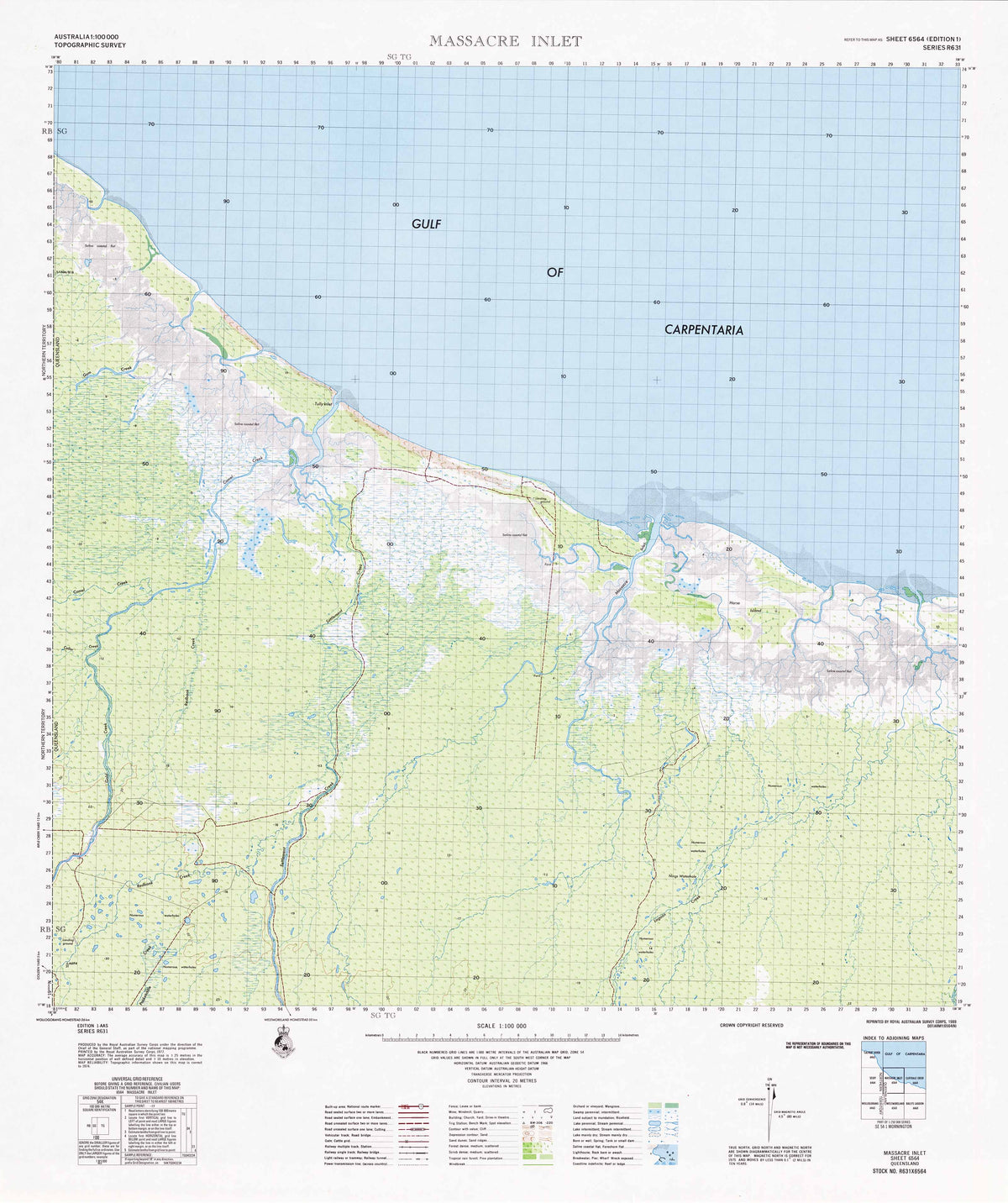 6564 Massacre Inlet 1:100k Topographic Map | Mapworld