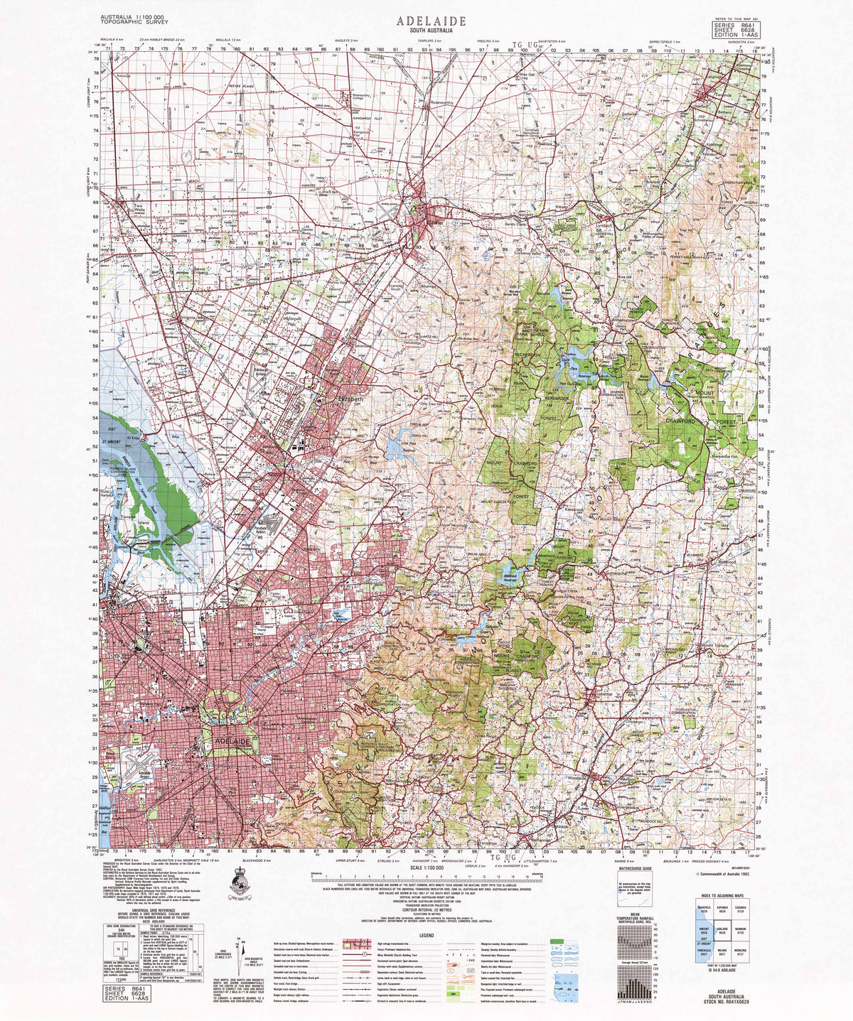 6628 Adelaide 1:100k Topographic Map | Mapworld