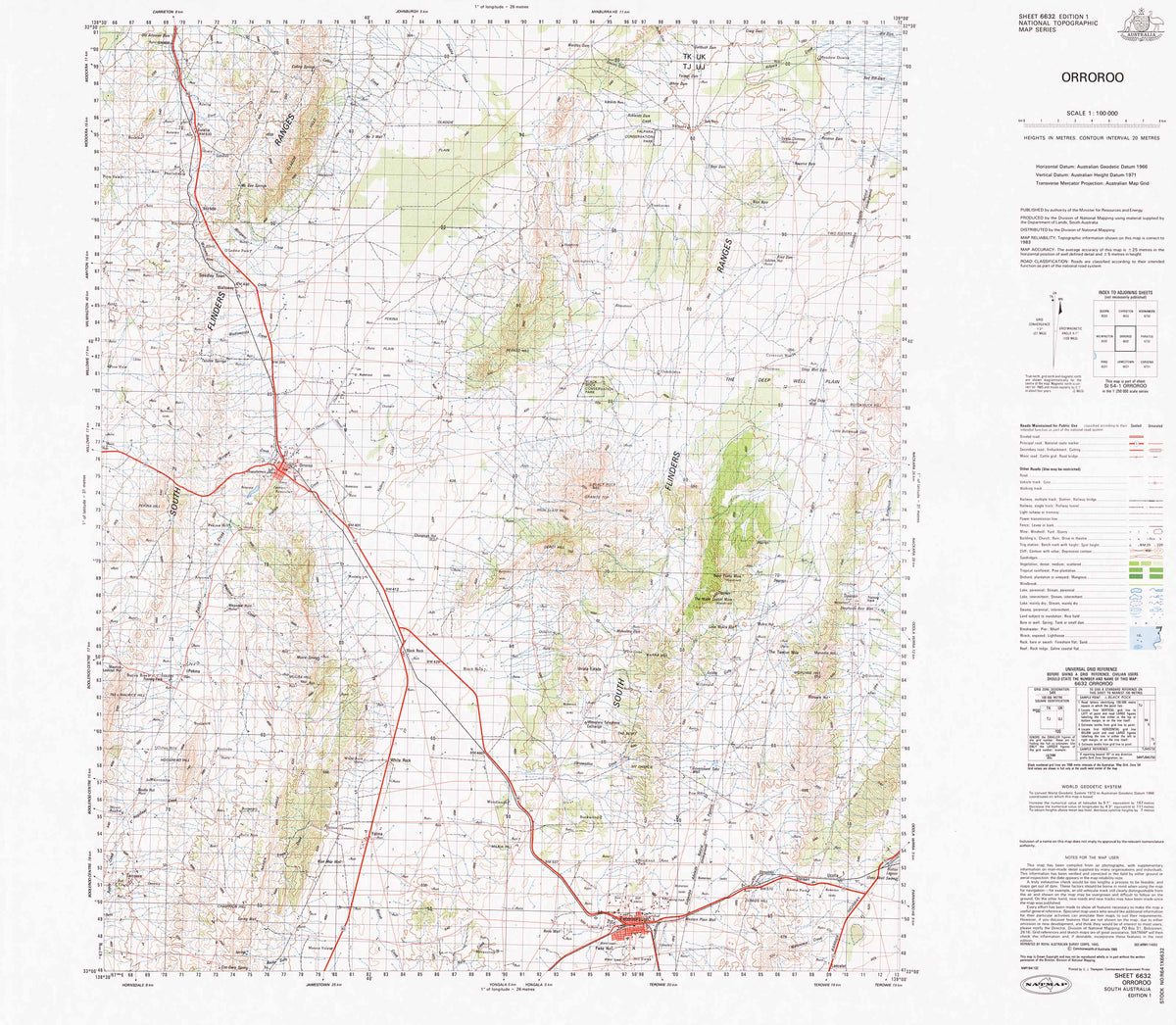 6632 Orroroo 1:100k Topographic Map | Mapworld