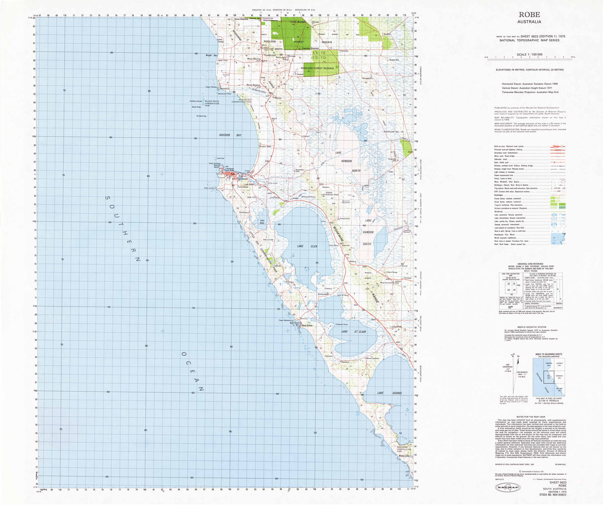 Bale Robe Map Rode 6823 Robe 1:100k Topographic Map | Mapworld