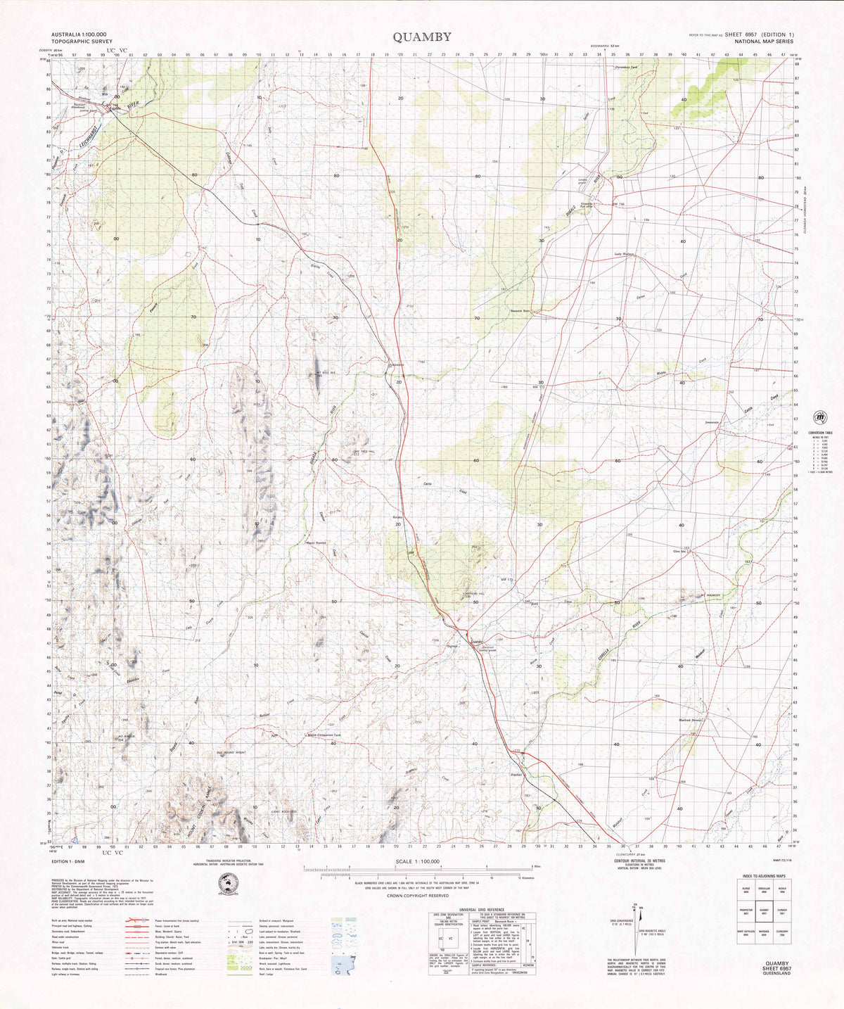 6957 Quamby 1:100k Topographic Map | Mapworld
