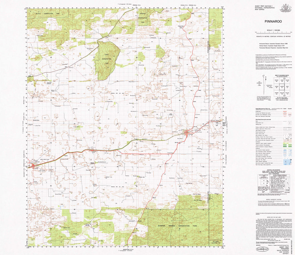 7027 Pinnaroo 1:100k Topographic Map | Mapworld