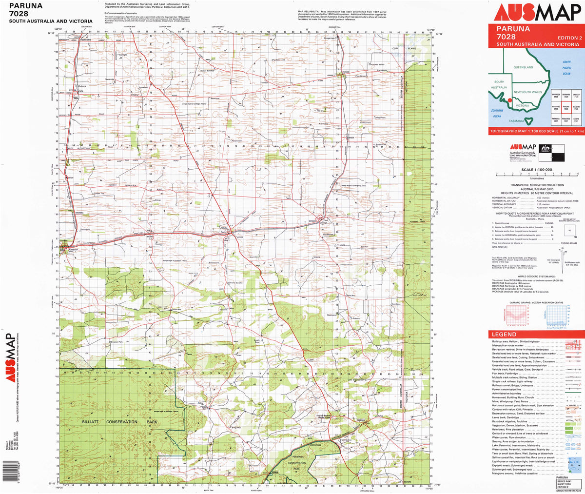7028 Paruna 1:100k Topographic Map | Mapworld