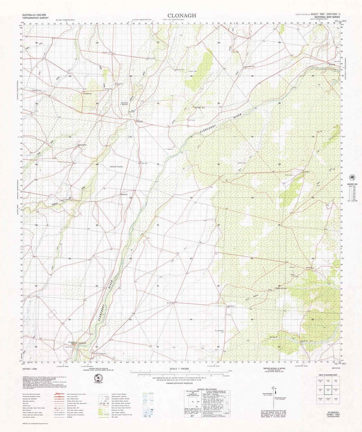 7057 Clonagh 1:100k Topographic Map | Mapworld