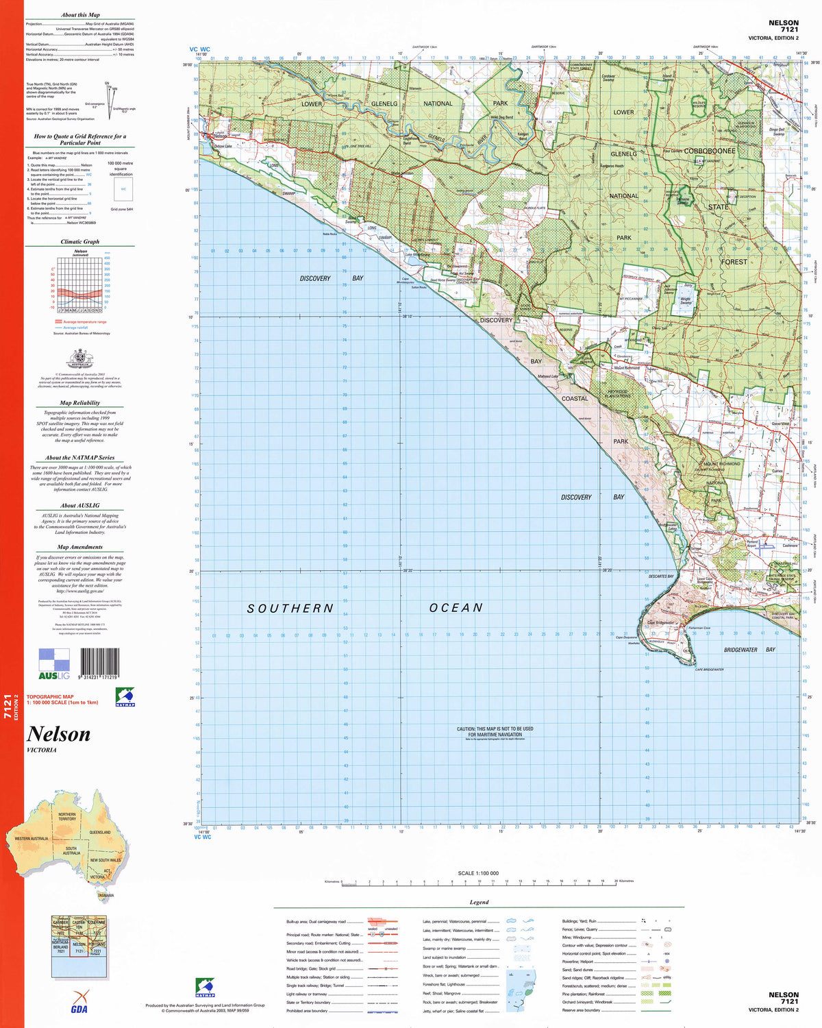 7121 Nelson 1:100k Topographic Map | Mapworld
