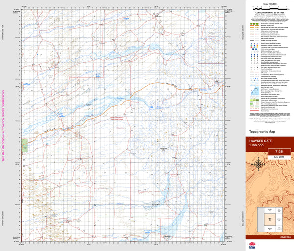 Hawker Gate 7138 Topographic Map 1:100k