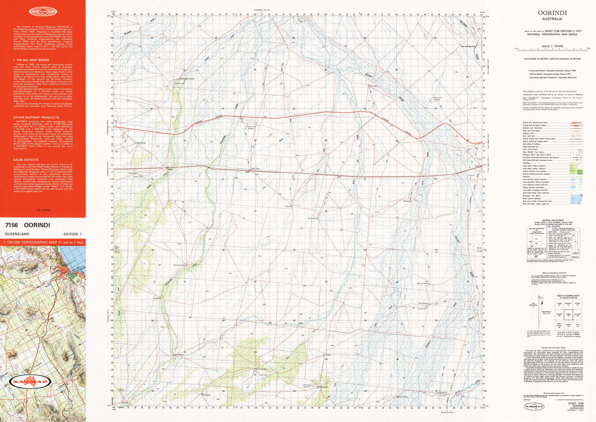 7156 Oorindi 1:100k Topographic Map | Mapworld