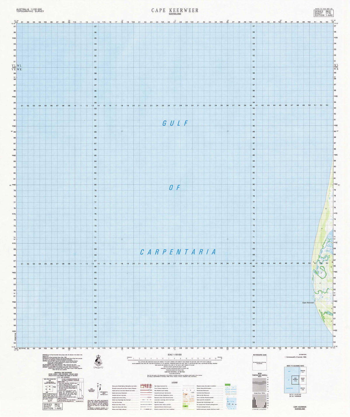7170 Cape Keerweer 1:100k Topographic Map | Mapworld