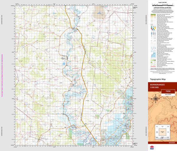 Bunnerungee 7230 Topographic Map 1:100k