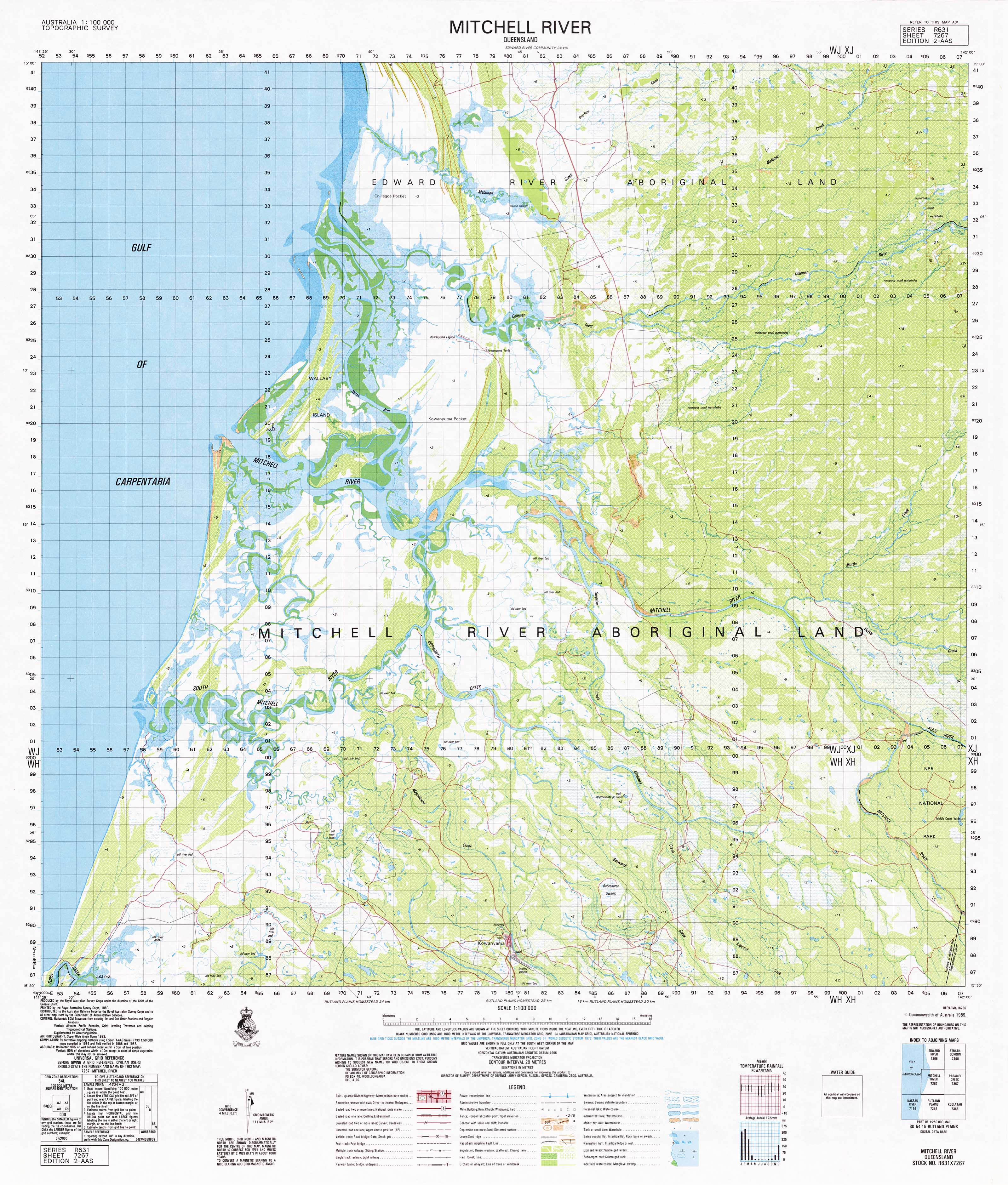 Mitchell River Raft Map 7267 Mitchell River 1:100k Topographic Map | Mapworld