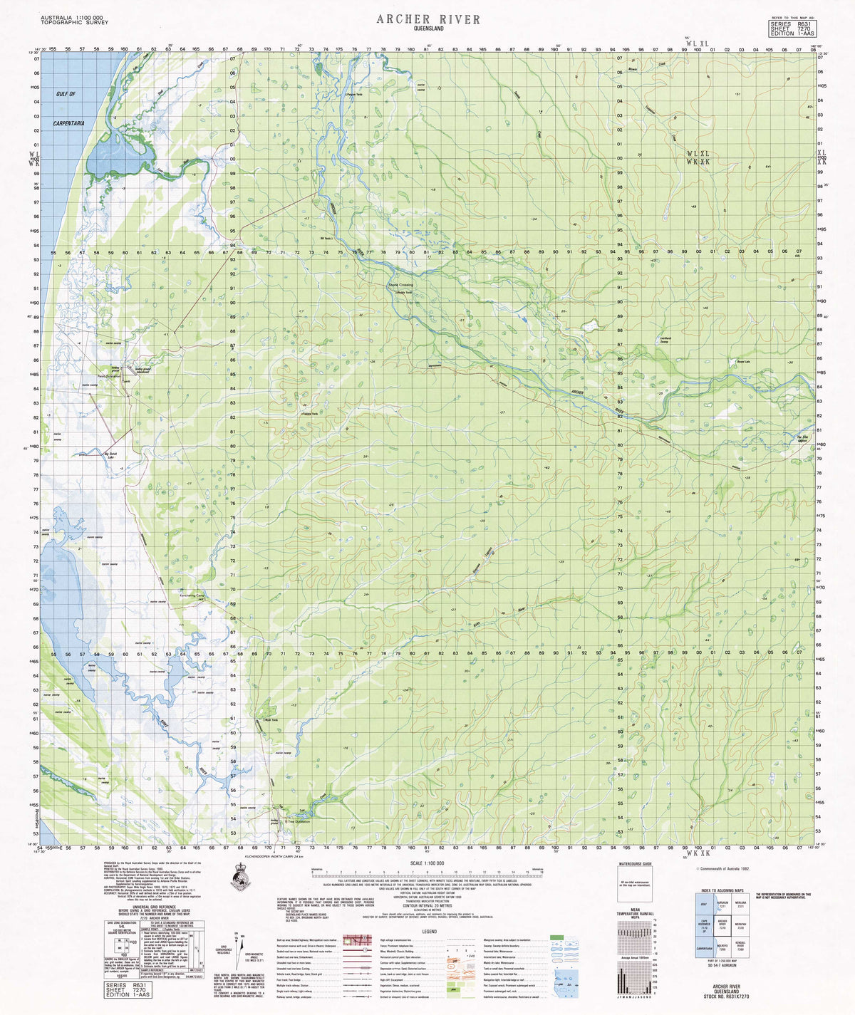 7270 Archer River 1:100k Topographic Map | Mapworld