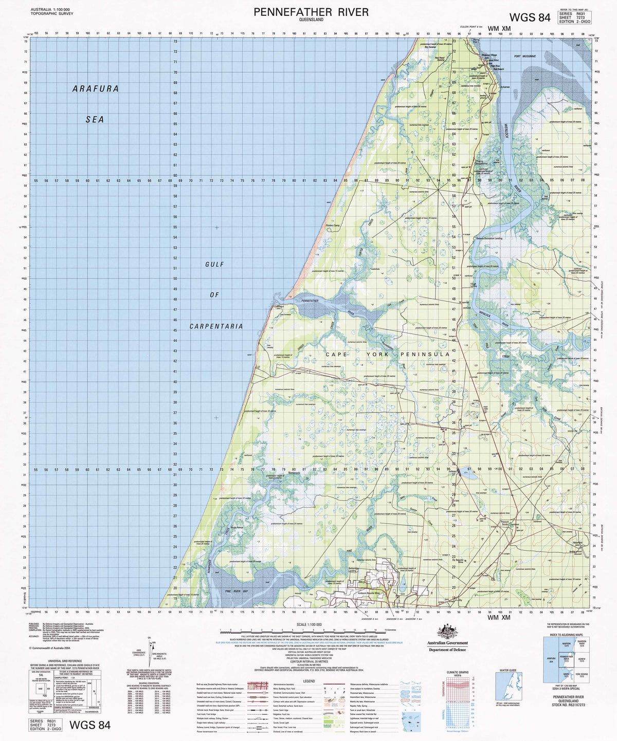 7273 Pennefather River 1:100k Topographic Map | Mapworld