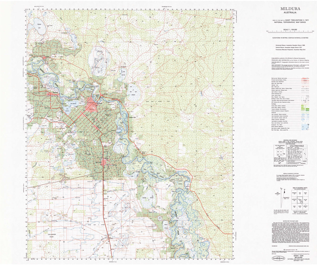 7329 Mildura 1:100k Topographic Map | Mapworld